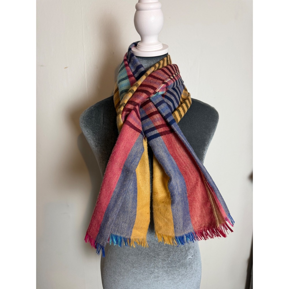 100% Pashmina Striped Scarf Fringe Wrap Shawl euro summer quiet luxury